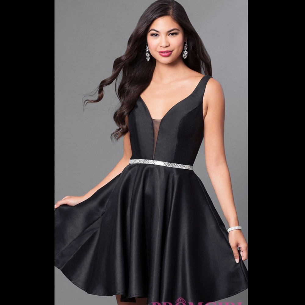 Promgirl Satin Embellished Waist A-Line Dress
